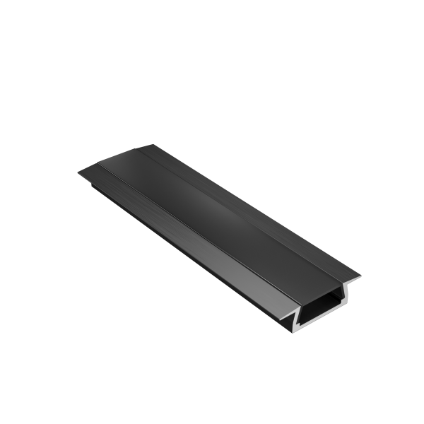 Комплект профиля Geniled для светодиодной ленты врезной 22x6x2000 М16 Черный с заглушками и плоским черным рассеивателем