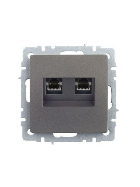 Розетка компьютерная двойн. СП RJ45 кат.5E BRITE РК10-2-БрС механизм сталь IEK BR-K20-1-K46
