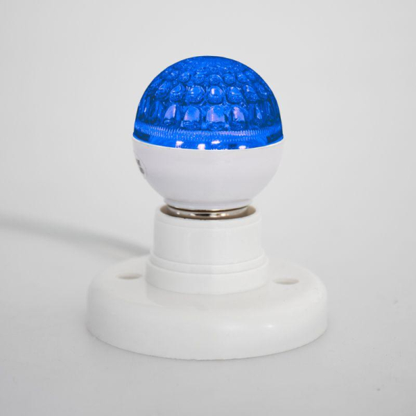 Лампа светодиодная, диаметр 50мм, E27, 9 LED, 1Вт, СИНИЙ, прозрачная колба, 230В NEON-NIGHT