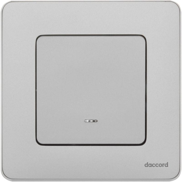 Переключатель 1-кл. Inspiria 10А IP20 250В 10AX с подсветкой/индикацией механизм алюм. IEK 673662