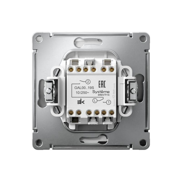Выключатель для жалюзи 2-кл. ArtGallery 2х (сх. 4) 10А быстрозажим. клем. механизм сталь SE GAL000919S