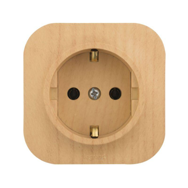 Розетка 1-м ОП Quteo 16А IP20 2P+E с заземл. без защ. шторок дерево IEK 782271