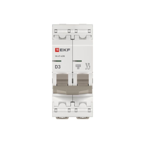 Выключатель автоматический 2п D 3А 4.5кА ВА 47-63N PROxima EKF M634203D