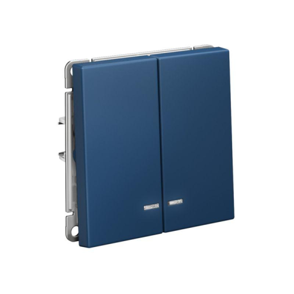 Выключатель 2-кл. ArtGallery (сх. 5а) 10AX с подсветкой быстрозажим. клем. механизм аквамарин SE GAL001153S