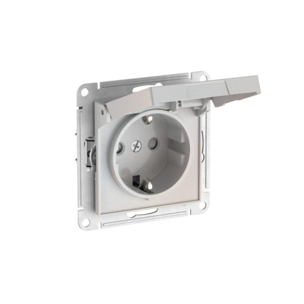 Розетка AtlasDesign 16А IP20 с заземл. защ. шторки с крышкой быстрозажим. клем. механизм жемчуж. SE ATN000446S