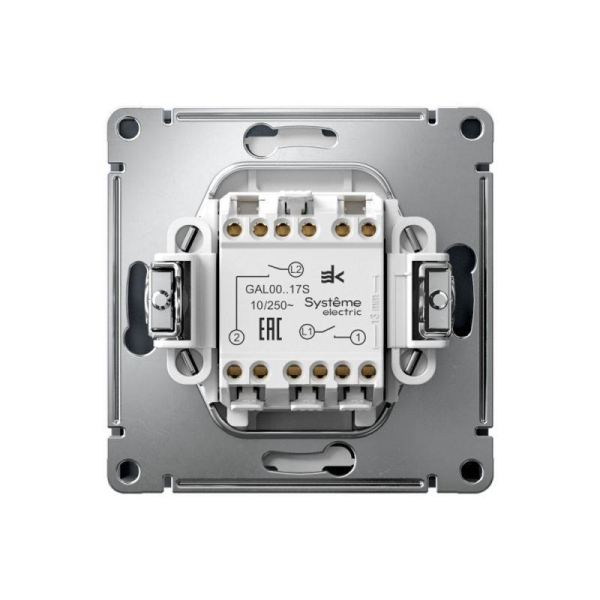 Выключатель кнопочный 2-кл. ArtGallery 10AX быстрозажим. клем. механизм грифель SE GAL000717S