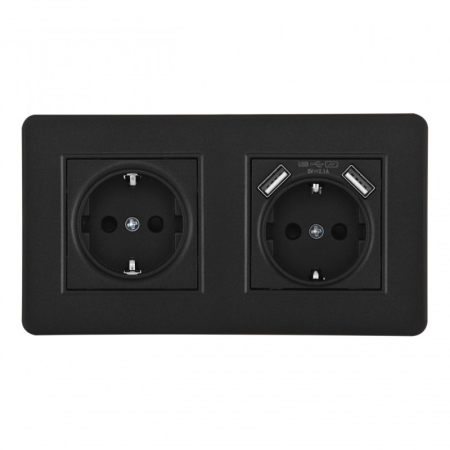 Розетка Arte Milano SET16-2-47-1-40-1 black