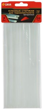 Стержень клеевой для термопистолета прозр. 7х200мм (уп.12шт) СИЛА Б0057686