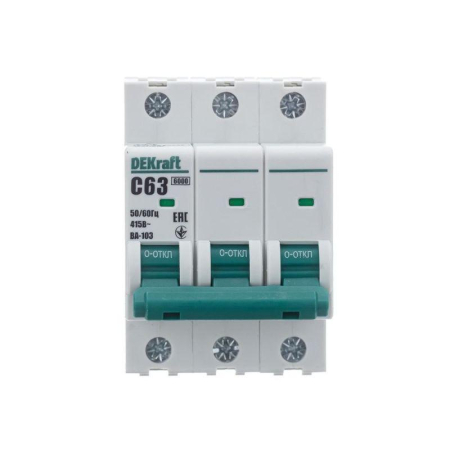 Выключатель автоматический модульный 3п C 63А ВА103 DEKraft 12311DEK