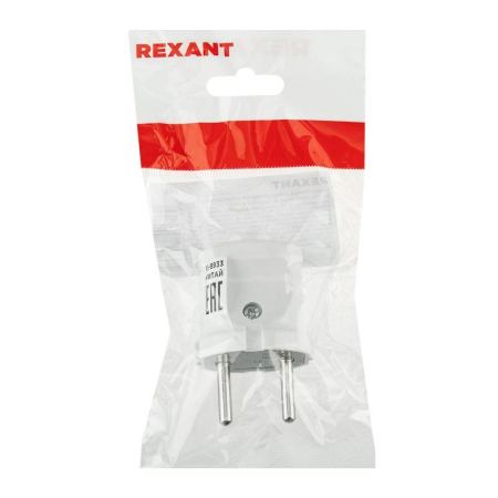 Вилка прямая без з/к 6А белая REXANT