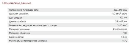 Комплект "Теплый пол" (мат) двухжил. 150Вт/кв.м ExthermMat 150-75-0.5