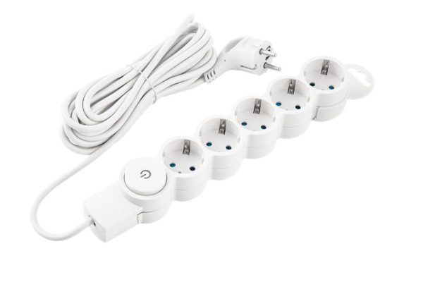 Фильтр сетевой 5х5м с/з со шторками с выкл. 2200Вт 10А бел. Duwi 32577 2