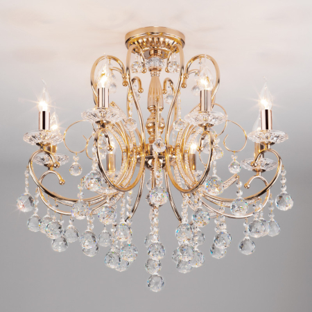 Подвесная люстра Eurosvet 10096/8 золото/прозрачный хрусталь Strotskis