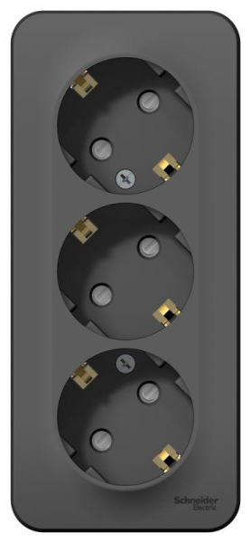 Розетка 3-м ОП Blanca 16А IP20 250В с заземл. защ. шторки с изолир. пластиной антрацит SE BLNRA011316