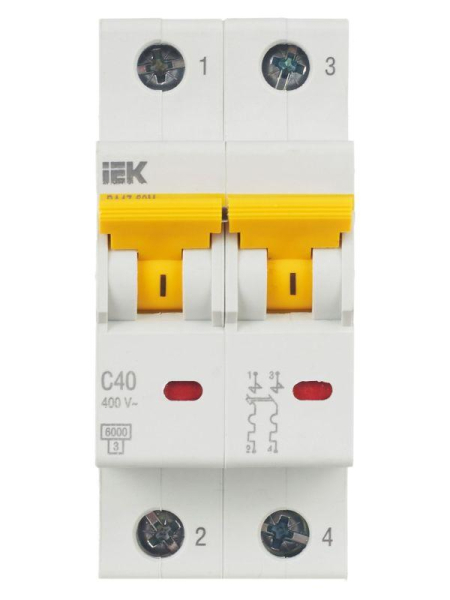 Выключатель автоматический модульный 2п C 40А 6кА ВА47-60M KARAT IEK MVA31-2-040-C