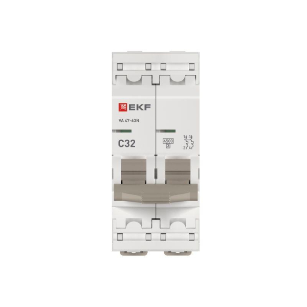 Выключатель автоматический модульный 2п C 32А 4.5кА ВА 47-63N PROxima EKF M634232C