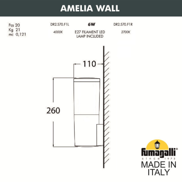 Светильник настенный Fumagalli DR2.570.000.AYF1R