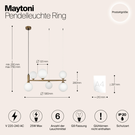 Подвесная люстра Maytoni MOD013PL-06BS1