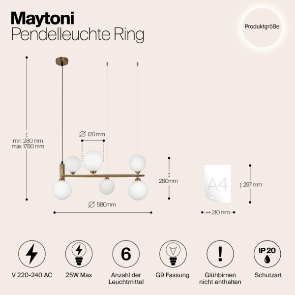 Подвесная люстра Maytoni MOD013PL-06BS1