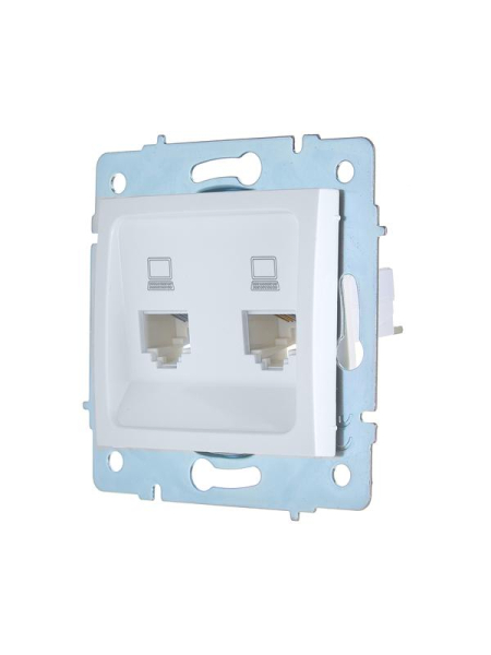 Розетка компьютерная 2-м СП ASTI IP20 RJ45 механизм бел. LEZARD 7081-0288-141