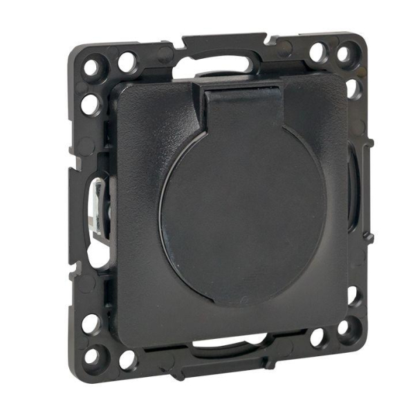 Розетка 1-м СП Стокгольм 16А IP44 с заземл. защ. шторки с крышкой механизм черн. PROxima EKF EZR16-028-10-44