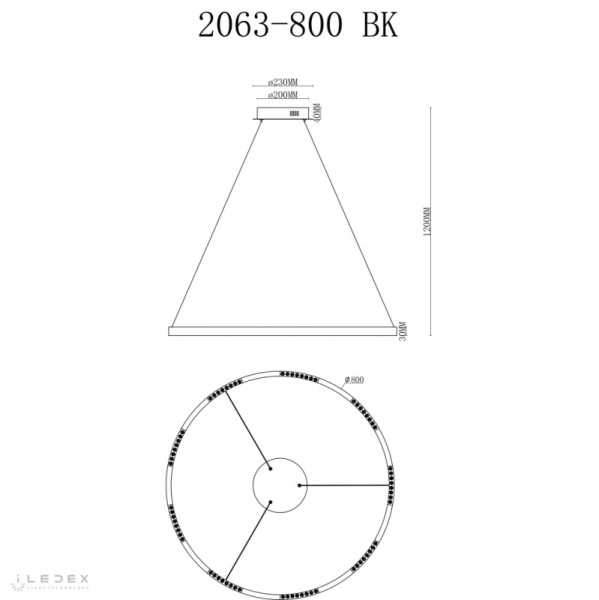 Подвесной светильник iLedex 2063-D800 BK