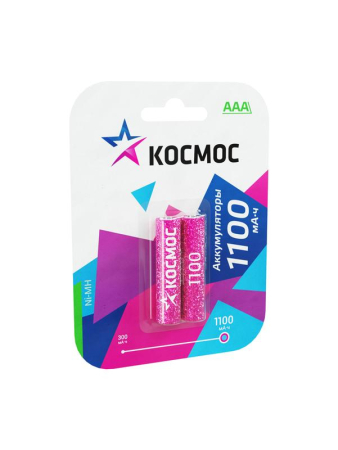 Аккумулятор AAA/R03 1100мА.ч Ni-MH (блист.2шт) КОСМОС KOCR03NIMH(1100MAH)