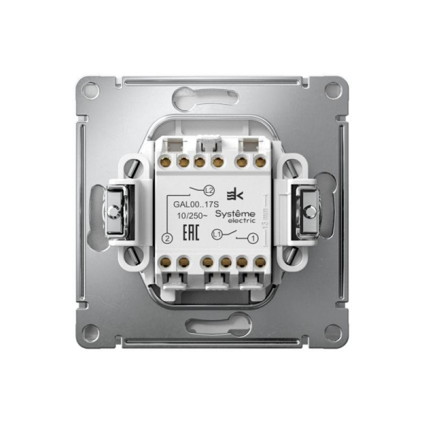 Выключатель кнопочный 2-кл. ArtGallery 10AX быстрозажим. клем. механизм алюм. SE GAL000317S