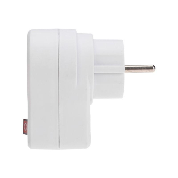 Адаптер сетевой 16А с выключателем, заземлением и защитными шторками, белый REXANT