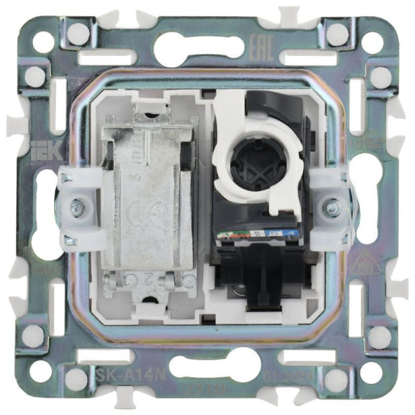 Розетка двойная TV+RJ45 кат.5E SKANDY SK-A14N никель IEK SK-AK20-1-K50