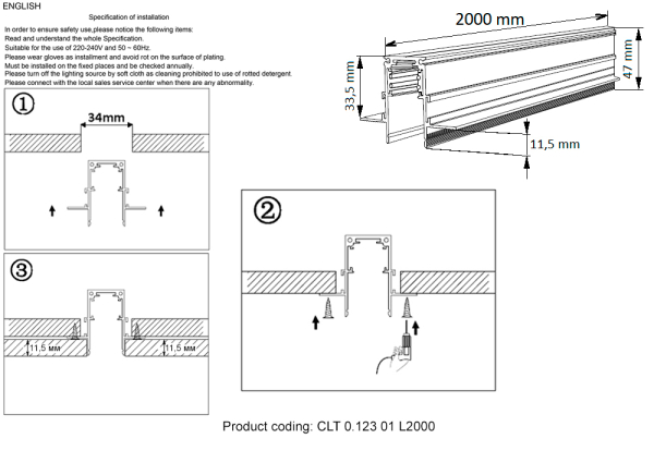 Crystal Lux Шинопровод магнитный встраиваемый Crystal Lux CLT 0.123 01 L2000 WH