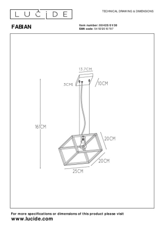 Подвесной светильник LUCIDE 00425/01/30