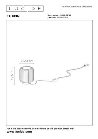 Настольная лампа LUCIDE 26500/05/36