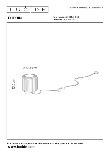 Настольная лампа LUCIDE 26500/05/36