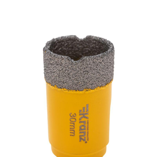 Коронка алмазная профессиональная по керамограниту и железобетону М14, вакуумное спекание, 30мм, для УШМ KRANZ