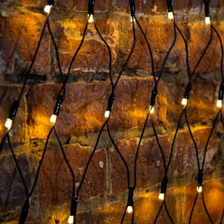 Гирлянда светодиодная Сеть треугольная 1,5х2х2м 136 LED ТЕПЛЫЙ БЕЛЫЙ черный ПВХ IP65 свечение с динамикой 230В контроллер в комплекте NEON-NIGHT