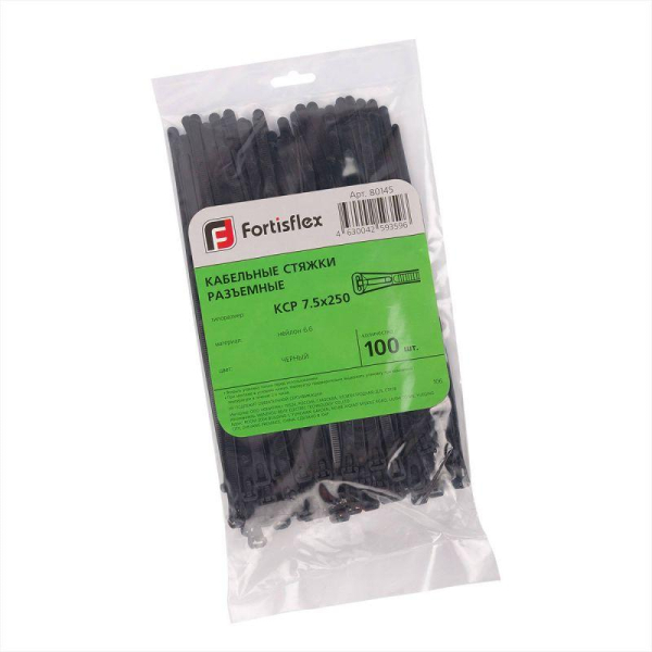 Хомут кабельный КСР 7.5х300 нейл. черн. (уп.100шт) Fortisflex 80146