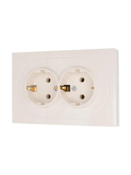 Розетка 2-м СП OSEN с заземл. ПБТ механизм сл. кость LEZARD 743-9000-127B