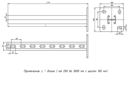 Стойка STRUT двойная 41х21 L2300 сталь HDZ EKF stsd412123-HDZ