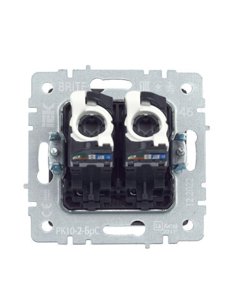 Розетка компьютерная двойн. СП RJ45 кат.5E BRITE РК10-2-БрС механизм сталь IEK BR-K20-1-K46