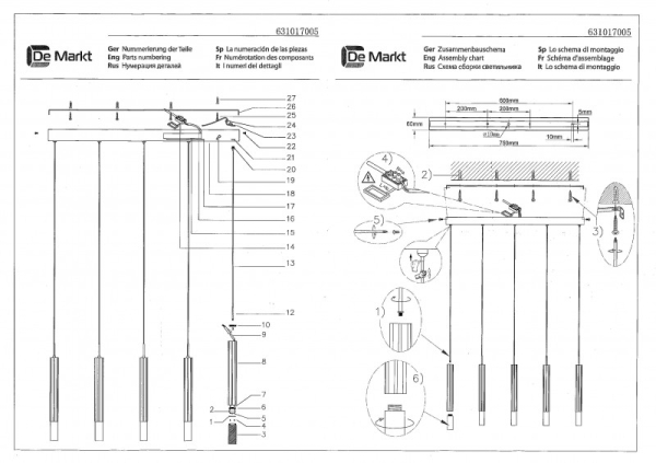 Подвесной светильник DeMarkt 631017005