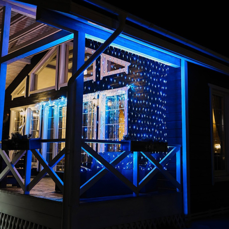 Гирлянда светодиодная Сеть 2,5х2,5м 432 LED БЕЛЫЙ/СИНИЙ черный ПВХ IP65 постоянное свечение 230В блок в комплекте NEON-NIGHT