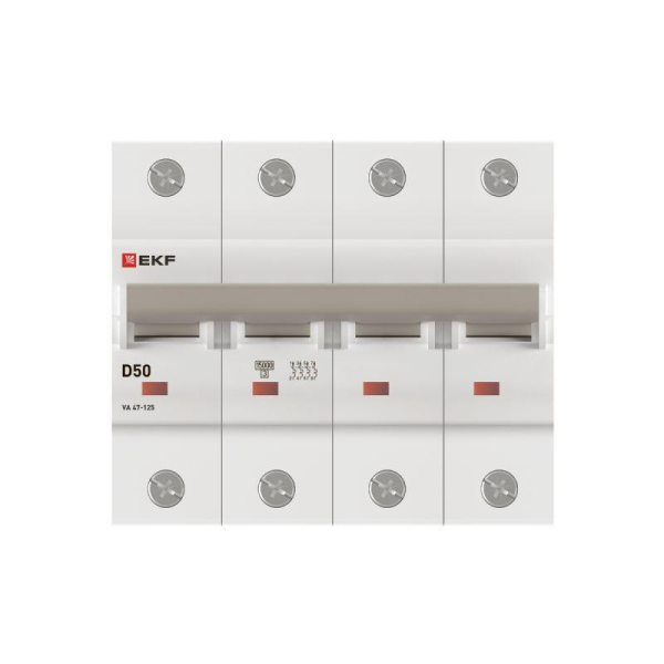 Выключатель автоматический 4п D 50А 15кА ВА 47-125 PROxima EKF mcb47125-4-50D