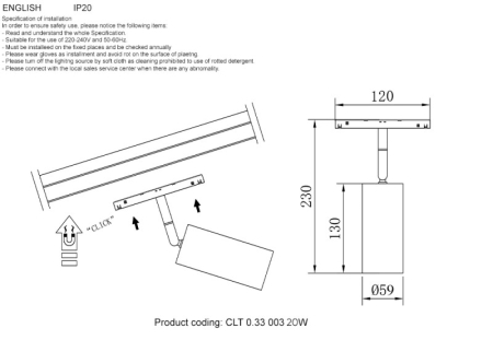 Светильник на шине Crystal Lux CLT 0.33 003 20W BL TUYA