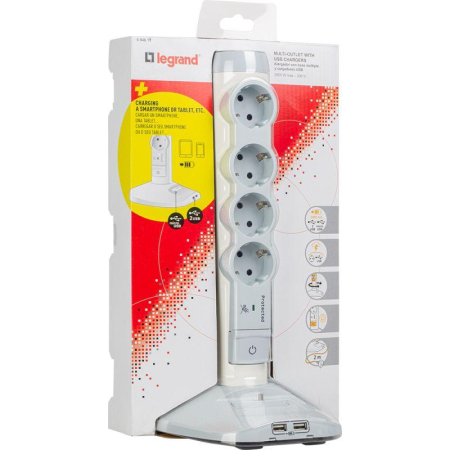 Стойка 16А IP20 2хUSB+microUSB+4х(2P+E) Leg 694614