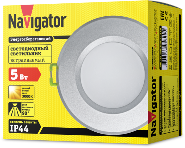 Светильник светодиодный 94 821 NDL-P1-5W-830-SL-LED 5Вт 3000К IP44 Navigator 94821