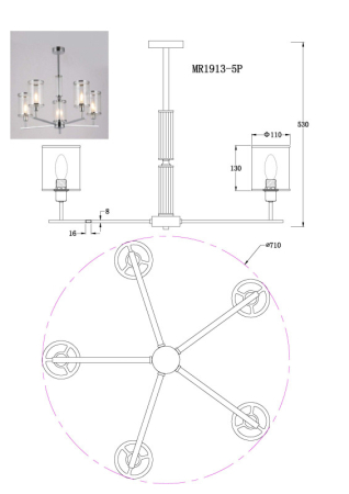 Люстра на штанге MyFar MR1913-5P