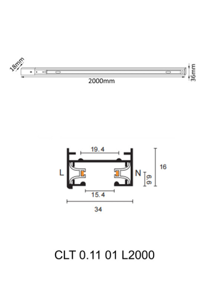 Шинопровод Crystal Lux CLT 0.11 01 L2000 BL