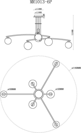 Люстра на штанге MyFar MR1013-6P