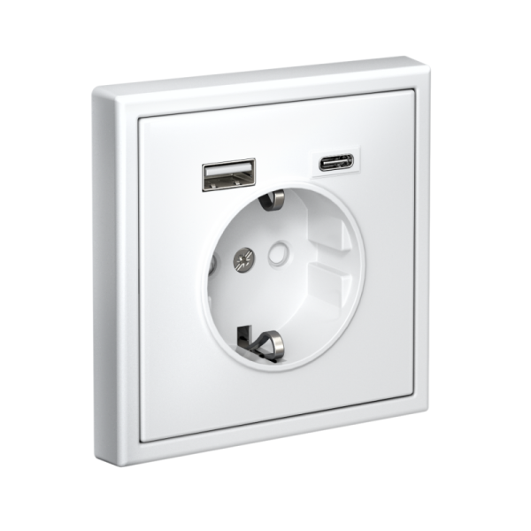 Розетка ArtGallery 16А с 2-мя заряд. устройствами USB A+C 5В/2.4А/3А 2х5В/1.5А механизм бел. SE GAL000132